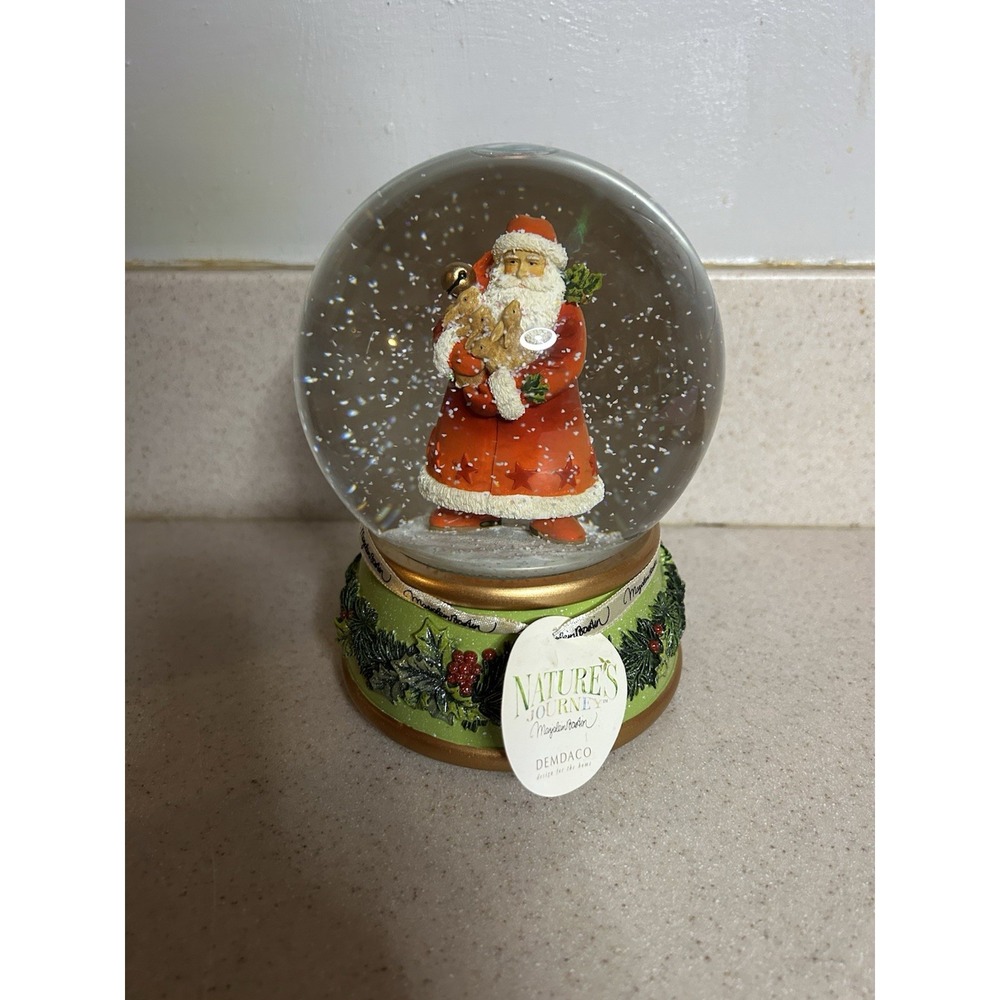Hallmark Marjolein Bastin Demdaco Musical Santa Snow Globe Nature's Journey